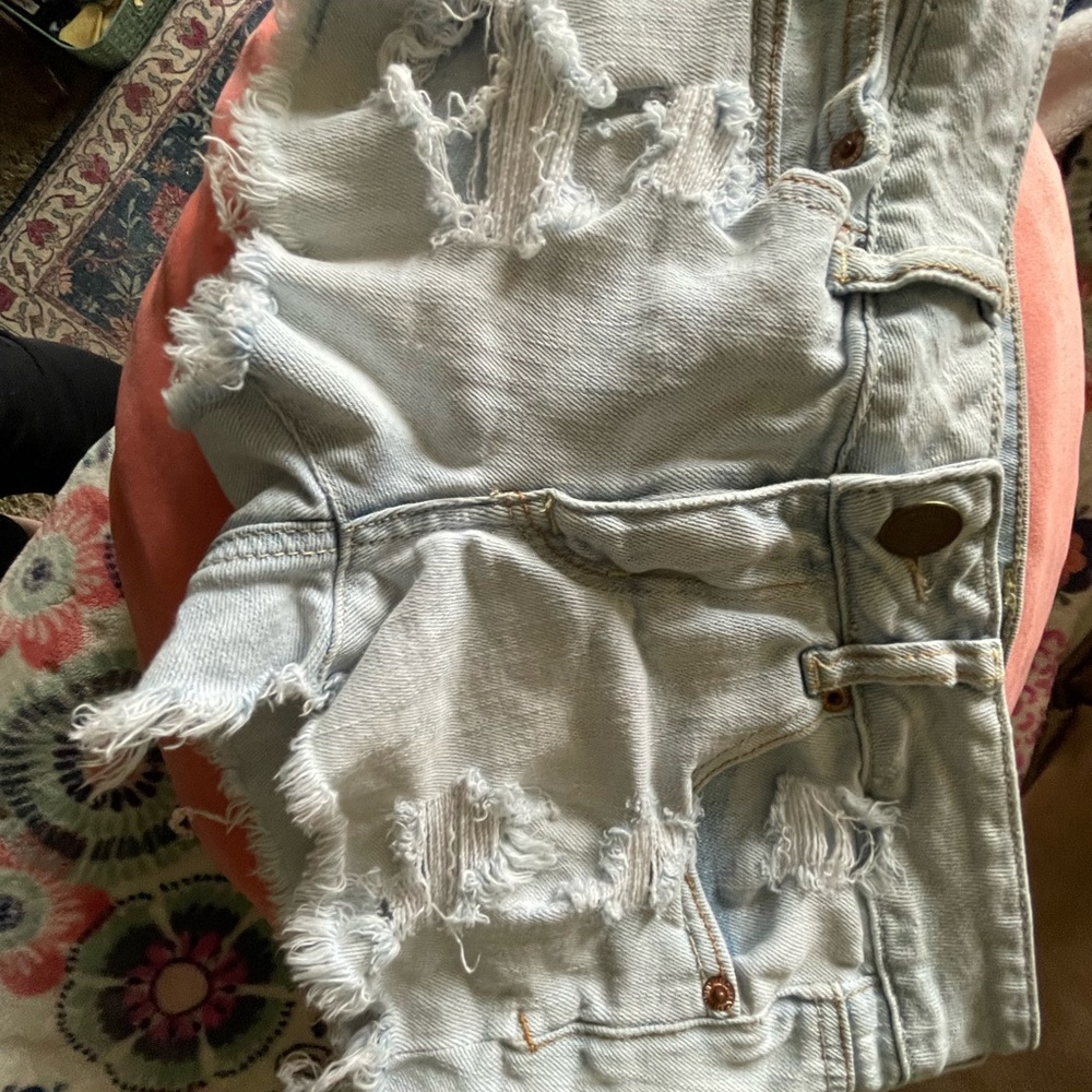 American Eagle Outfitters Light Blue Ripped Jean Shorts